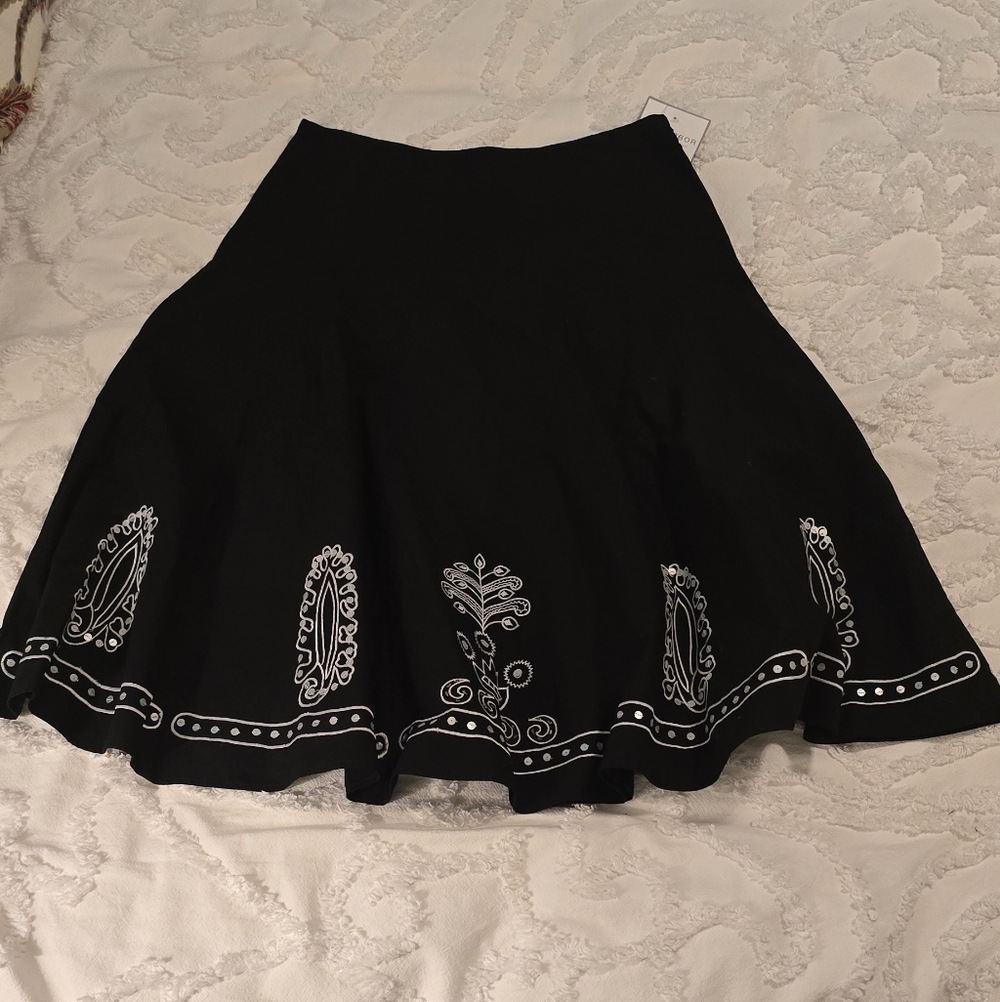 NWT Sag Harbor Cotton Black & White Skirt, Size 10 (315) - Picture 1 of 7